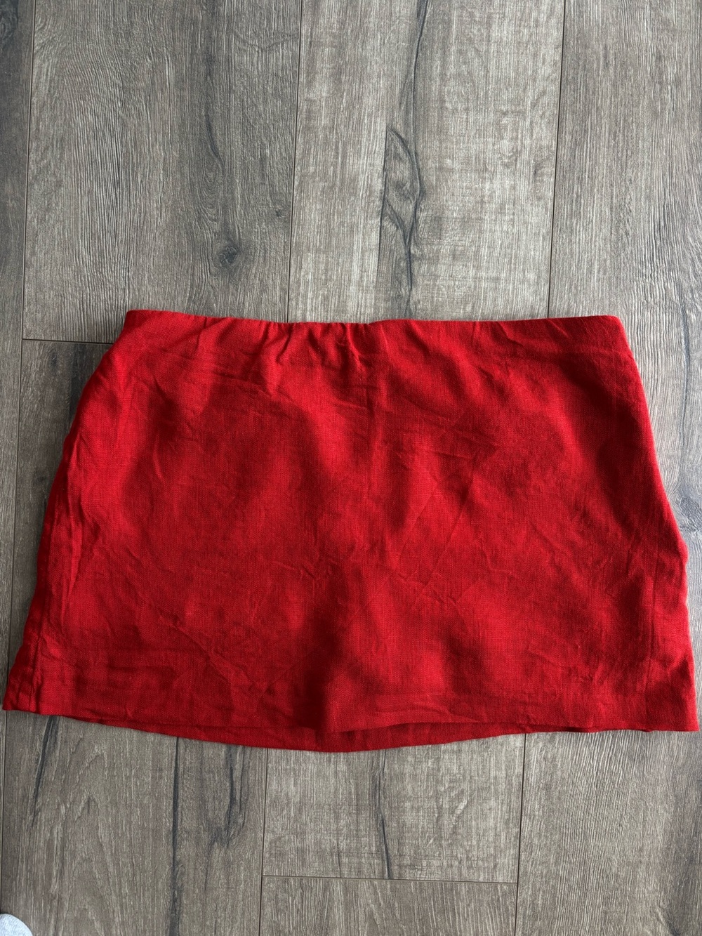 Abercrombie & Fitch Scarlett Linen-Blend Mini Skort Mid Rise Red XS